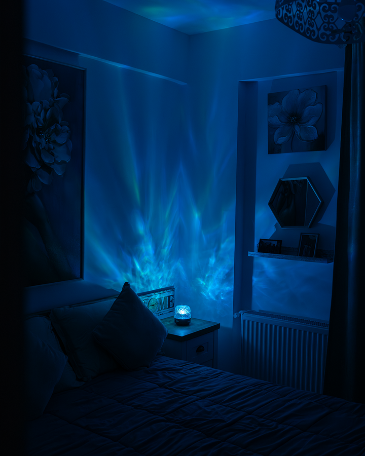 Une chambre baignée de la lumière bleue de Havie